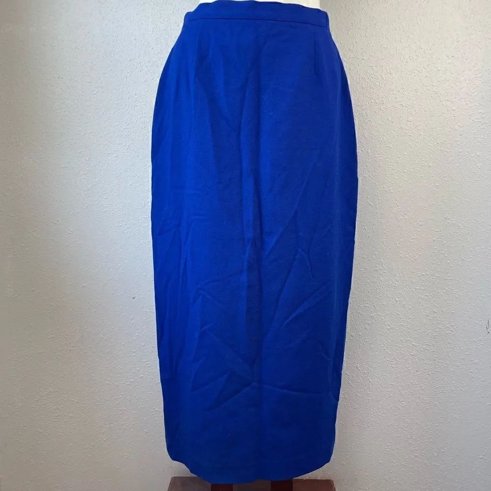 Sag Harbor Blue Wool Midi Skirt Size 10 EUC